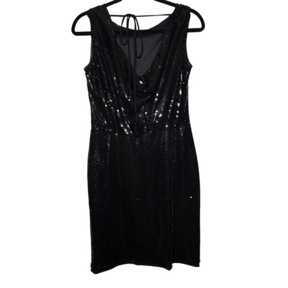 Cynthia Rowley Tie-Back Black Sequin‎ Dress - Picture 2 of 6